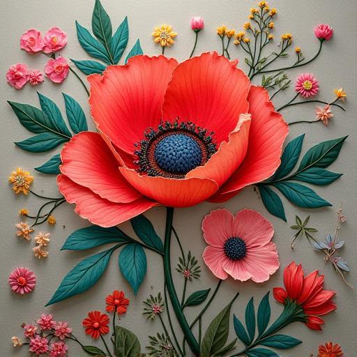 Floral Textile Art